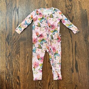 EASWEET Bamboo Viscose Ruffled Convertible Footie Pajamas - Pastel Flutter Dance